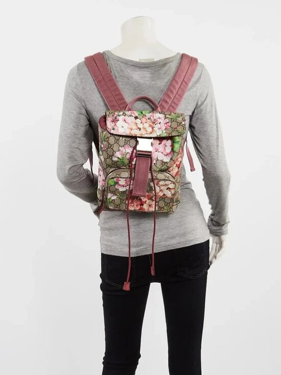 Gucci Beige/Rose GG Coated Canvas GG Blooms Small Backpack main image 11